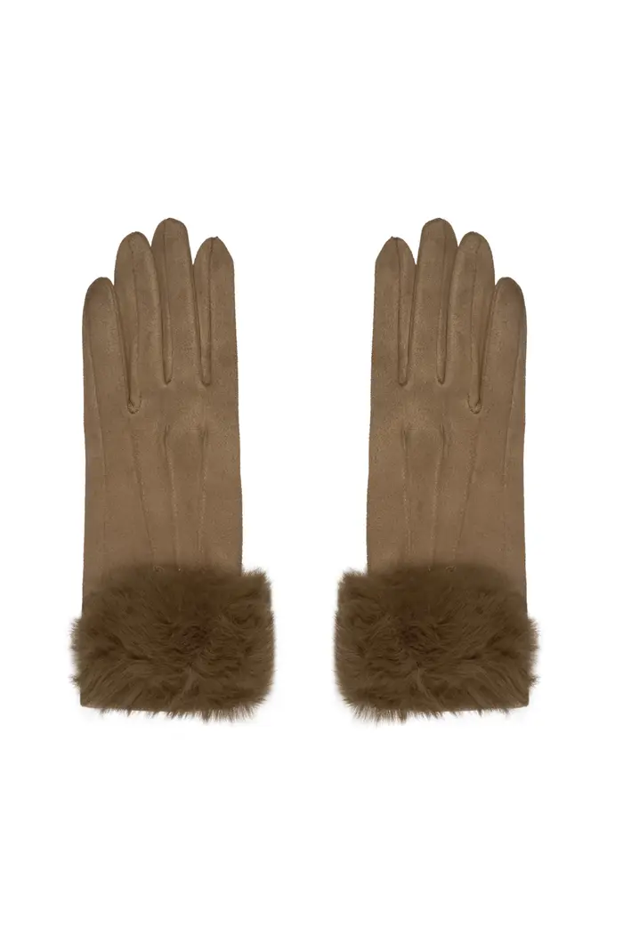 handschoenen suede look met faux fur camel Kleine geschenken online kopen Nederland